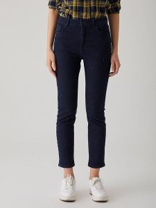LTB Dżinsy "Freya" - Slim fit - w kolorze granatowym rozmiar: W30/L30. Niebieskie jeansy LTB, z aplikacjami, ze skóry, z podwyższonym stanem. Za 92,21 zł.