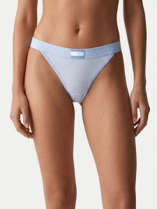 Tommy Hilfiger Stringi UW0UW06499 Niebieski jasny. Niebieskie stringi TOMMY HILFIGER, bez wzorów, z bawełny. Za 99,99 zł.