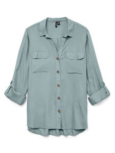 Vero Moda Koszula w kolorze zielonym rozmiar: S. Zielone koszule Vero Moda, s, bez wzorów, bez kołnierzyka, bez ramiączek. Za 87,81 zł.