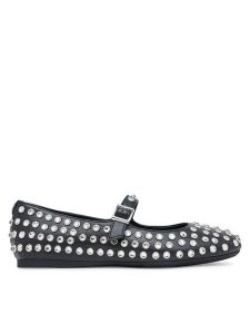 Guess Baleriny FLTKDL ELE02 Czarny. Czarne balerinki Guess, z aplikacjami, ze skóry, bez obcasa, bez zapięcia. Za 472,00 zł.