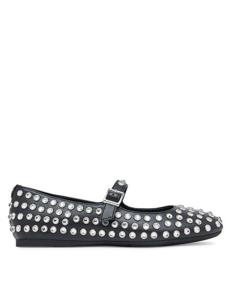 Guess Baleriny FLTKDL ELE02 Czarny. Czarne balerinki Guess, z aplikacjami, ze skóry, bez obcasa, bez zapięcia. Za 339,99 zł.