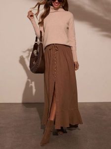 LA Angels Spódnica w kolorze jasnobrązowym rozmiar: M. Brązowe spódnice LA Angels, na co dzień, m, bez wzorów, z bawełny, maxi. Za 177,32 zł.