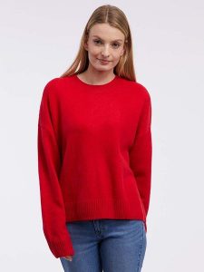 Orsay Sweter w kolorze czerwonym rozmiar: M. Czerwone swetry oversize Orsay, m, bez wzorów, bez ramiączek. Za 74,63 zł.