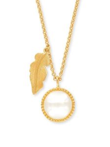 Engelsrufer Pozłacany naszyjnik "Glory Feather" z perłą - dł. 42 cm rozmiar: onesize. Białe naszyjniki Engelsrufer, z perłą, pozłacane. Za 248,58 zł.
