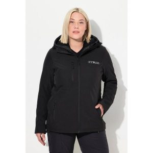 Damskie Kurtka softshell HYPRAR hydrofobowa stretch odblask. Czarne kurtki Ulla Popken, plus size, bez wzorów, z elastanu, bez kaptura. W wyprzedaży za 383,99 zł.