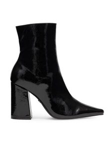 Nine West Botki SAAMEN SJ1453-1 Czarny. Czarne botki Nine West, bez wzorów, z materiału, bez obcasa, na słupku, bez zapięcia. Za 259,99 zł.