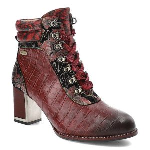 Czerwone Botki Laura Vita Eleganckie Skórzane Buty Damskie. Czerwone botki LAURA VITA, bez wzorów, ze skóry, bez obcasa, na obcasie, bez zapięcia. Za 489,00 zł.