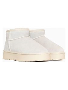 NICEBAY Skórzane botki "Mina" w kolorze kremowym rozmiar: 41. Brązowe botki NICEBAY, bez wzorów, z materiału, bez obcasa, bez zapięcia. Za 217,99 zł.