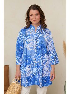 Curvy Lady Tunika w kolorze niebiesko-białym rozmiar: 40/42. Niebieskie tuniki Curvy Lady, bez wzorów, z wiskozy, klasyczne, bez kołnierzyka, bez ramiączek. Za 92,21 zł.