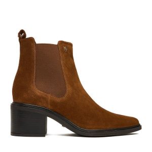 Botki MEXX. Brązowe botki Mexx, bez wzorów, bez obcasa, na słupku, bez zapięcia. Za 369,99 zł.