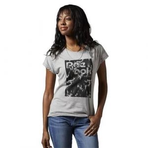 Koszulka sportowa damska Reebok Classic Graphic Run. Szare koszulki sportowe Reebok, bez wzorów, bez ramiączek. Za 118,00 zł.
