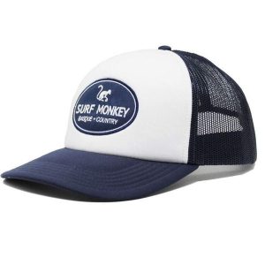 Czapka Trucker - Pikowana / Rozmiar uniwersalny (Granatowy). Niebieskie czapki SURF MONKEY, z aplikacjami, z materiału. Za 135,96 zł.