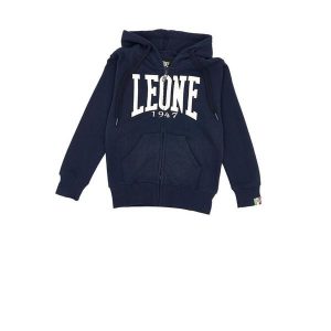 Bluza z kaptur na co dzień na siłownię. Niebieskie bluzy LEONE 1947 APPAREL, bez wzorów, z bawełny, bez kaptura. W wyprzedaży za 101,80 zł.