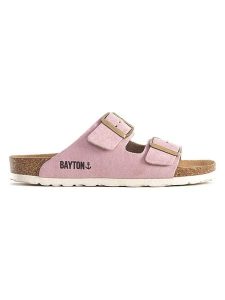 BAYTON Klapki "Atlas" w kolorze jasnoróżowym rozmiar: 36. Różowe klapki Bayton, bez wzorów, z materiału, z otwartym noskiem, bez obcasa. Za 117,17 zł.