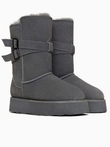 Gooce Skórzane kozaki zimowe "Huntspill Waterproof" w kolorze szarym rozmiar: 41. Szare kozaki Gooce, na zimę, bez wzorów, z materiału, bez obcasa, na platformie, bez zapięcia. Za 282,99 zł.