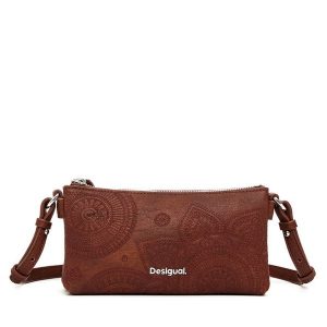 Torebka Desigual. Brązowe listonoszki Desigual, bez wzorów, bez dodatków. Za 129,99 zł.