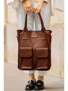 Victor & Hugo Paris Skórzany shopper bag "Noa" w kolorze brązowym - 34 x 38 x 11 cm rozmiar: onesize. Brązowe shopper bag Victor & Hugo Paris, bez wzorów, z materiału, na ramię, bez dodatków. Za 354,94 zł.