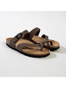 BACKSUN Japonki "Barcelone" w kolorze szarobrązowym rozmiar: 42. Brązowe klapki Backsun, bez wzorów, z materiału, z otwartym noskiem, bez obcasa. Za 130,99 zł.