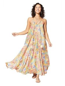 Ipanima Sukienka w kolorze żółtym ze wzorem rozmiar: 38/40. Żółte sukienki Ipanima, bez wzorów, bez kołnierzyka, bez ramiączek, maxi. Za 78,99 zł.