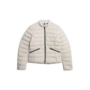 Damska kurtka puchowa Superdry. Szare kurtki Superdry, bez wzorów, z puchu, bez kaptura. Za 485,35 zł.