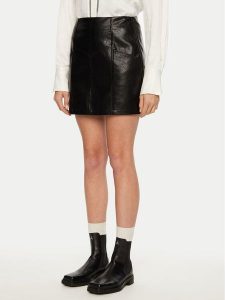 Brave Soul Spódnica z imitacji skóry LSKJ-272TIABLK Czarny Regular Fit. Czarne spódnice Brave Soul, xs, bez wzorów, ze skóry. Za 139,99 zł.