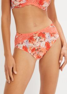 Figi maxi z koronką. Brązowe figi bonprix, bez wzorów, z koronki. Za 49,99 zł.