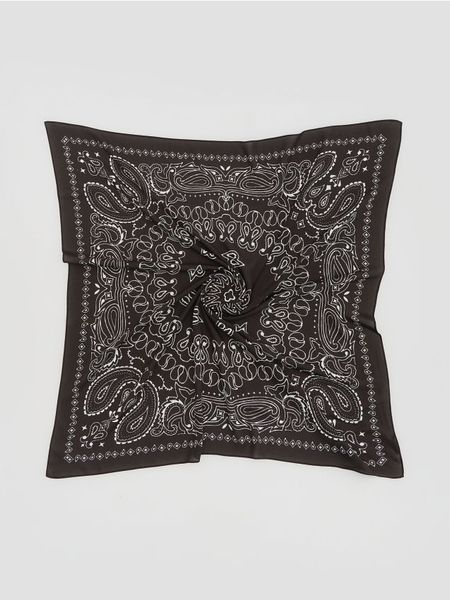 Wzorzysta apaszka z wiskozy - ciemnobrązowy. Brązowe apaszki i chusty Reserved, bez wzorów, z wiskozy. Za 49,99 zł.