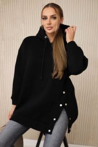 Bluza ocieplana z napami czarna. Czarne bluzy KESI, l, bez wzorów, z bawełny, bez kaptura. Za 238,37 zł.
