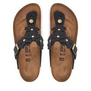 Japonki Birkenstock. Czarne klapki Birkenstock, bez wzorów, bez obcasa. Za 435,99 zł.