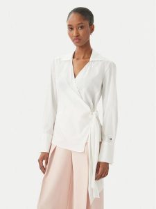 Tommy Hilfiger Koszula WW0WW49650 Biały Slim Fit. Białe koszule TOMMY HILFIGER, bez wzorów, z bawełny, bez kołnierzyka, bez ramiączek. Za 449,99 zł.