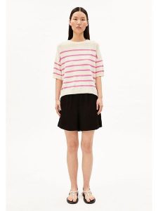 Armedangels Sweter ''Striped'' w kolorze kremowo-różowym rozmiar: M. Brązowe swetry oversize ARMEDANGELS, m, bez wzorów, ze splotem, bez ramiączek. Za 214,95 zł.