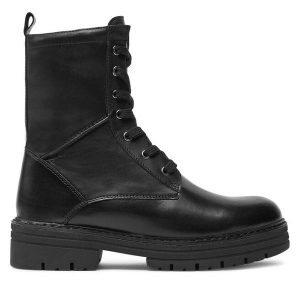 Trapery Marco Tozzi. Czarne buty zimowe Marco Tozzi, bez obcasa, bez zapięcia. Za 469,99 zł.