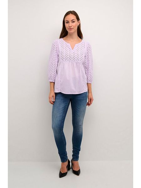 CULTURE Bluzka w kolorze lawendowym rozmiar: XL. Różowe bluzki Culture, xl, bez wzorów, z bawełny, bez kołnierzyka, bez ramiączek. Za 109,52 zł.