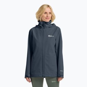Kurtka przeciwdeszczowa damska Jack Wolfskin Trailtime 2L. Niebieskie kurtki Jack Wolfskin, l, bez wzorów, bez kaptura. Za 439,99 zł.