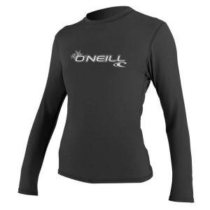 Koszulka do pływania damska O'Neill Basic Skins Sun Shirt. Czarne bluzki O'Neill, xl, bez wzorów, sportowe, bez kołnierzyka, bez ramiączek. Za 149,00 zł.
