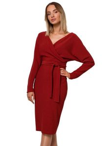 Made of emotion Sukienka w kolorze czerwonym rozmiar: S. Czerwone sukienki Made Of Emotion, s, bez wzorów, bez kołnierzyka, bez ramiączek, maxi, kopertowe. Za 218,95 zł.