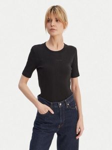 Calvin Klein T-Shirt Varigated LV044F211G Czarny Slim Fit. Czarne t-shirty Calvin Klein, l, bez wzorów, z bawełny, bez kołnierzyka, bez ramiączek. Za 289,99 zł.