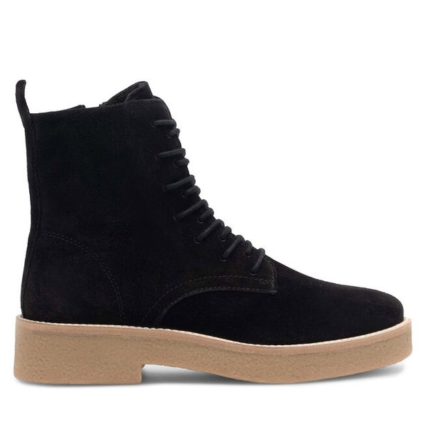 Trzewiki Sergio Bardi. Czarne botki Sergio Bardi, bez wzorów, bez obcasa, na płaskiej podeszwie, bez zapięcia. Za 359,99 zł.