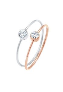 Elli Damski pierścionek do łączenia 2 części soliter Basic Bi-color w pozłacanym srebrze 925 Sterling Silver Pierścionki 1 ct. Szare pierścionki Elli, z kryształem, pozłacane. Za 168,99 zł.