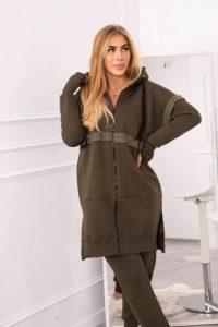 Komplet ocieplany z długą bluzą khaki. Brązowe bluzy KESI, l, bez wzorów, z bawełny, bez kaptura. Za 357,56 zł.