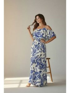 William de Faye Sukienka w kolorze niebiesko-białym rozmiar: 34. Niebieskie sukienki William de Faye, bez wzorów, bez kołnierzyka, bez ramiączek, maxi. Za 143,99 zł.