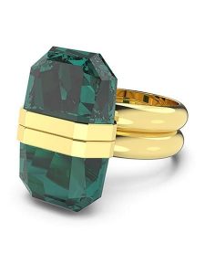 Swarovski Pierścionek z kryształem w kolorze złoto-zielonym rozmiar: 60. Zielone pierścionki Swarovski, z kryształem, metalowe. Za 347,99 zł.