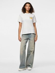 Pieces Koszulka "Summer" w kolorze białym rozmiar: XL. Białe bluzki Pieces, xl, bez wzorów, z bawełny, bez kołnierzyka, bez ramiączek. Za 65,69 zł.