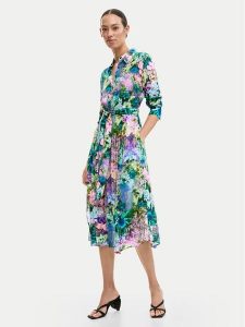 Desigual Sukienka koszulowa Mili 26SWVW13 Kolorowy Regular Fit. Sukienki Desigual, xs, bez wzorów, z wiskozy, bez kołnierzyka, bez ramiączek, koszulowe. Za 699,99 zł.