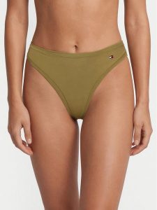 Tommy Hilfiger Stringi UW0UW06046 Khaki. Brązowe stringi TOMMY HILFIGER, bez wzorów, z syntetyku. Za 109,99 zł.