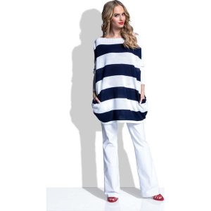 Granatowa Tunika Swetrowa Oversize w Pasy. Piżamy marki Molly.pl. Za 109,90 zł.