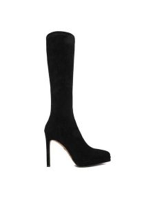 Nine West Kozaki CEO-DALAL-01 Czarny. Czarne kozaki Nine West, bez wzorów, z materiału, bez obcasa, na szpilce, bez zapięcia. Za 359,99 zł.