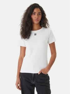 HUGO T-Shirt Deloris 50512002 Biały Regular Fit. Białe t-shirty Hugo, l, bez wzorów, z bawełny, bez kołnierzyka, bez ramiączek. Za 229,99 zł.