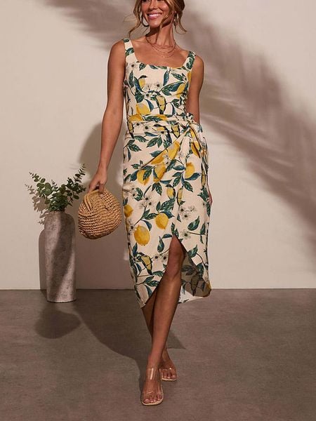 LA Angels Sukienka w kolorze beżowo-zielonym rozmiar: M. Brązowe sukienki LA Angels, na imprezę, m, bez wzorów, z wiskozy, bez kołnierzyka, bez ramiączek, midi. Za 213,69 zł.