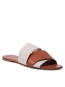DeeZee Klapki LS5218-13 Brązowy. Brązowe klapki DeeZee, bez wzorów, ze skóry, bez obcasa. Za 63,99 zł.